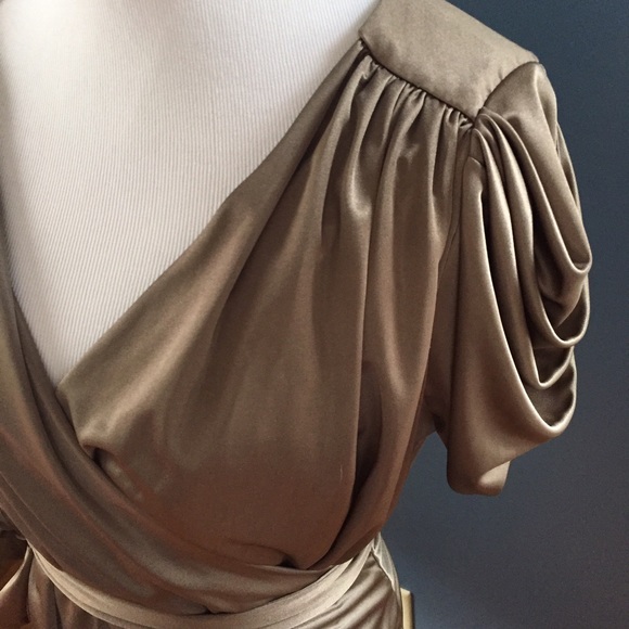 Copper faux wrap shirt with belt. - Picture 4 of 4